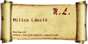 Milics László névjegykártya