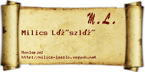Milics László névjegykártya